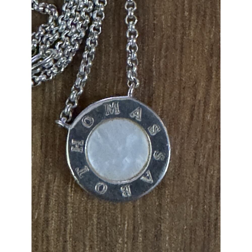 Thomas Sabo 925 Sterling Silver Mother-of-Pearl Disc Pendant Necklace 16 - 17”